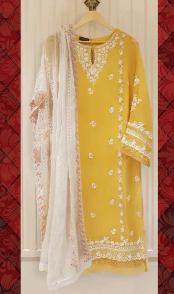 ORIGINAL AGHA NOOR TWO PIECE PURE CHIFFON HEAVILY EMBROIDERED